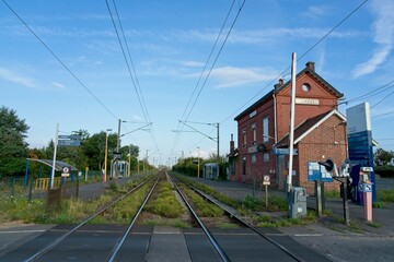 Fototapeta na wymiar Landas France - 2 August 2020 - Railway station of Landas on line from Lille to Valenciennes in France