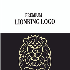 lion head logo template design in outline style. Vector illustration.