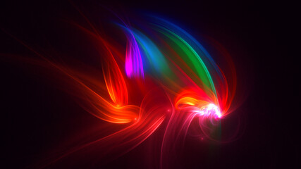 3D rendering abstract multicolor fractal light background