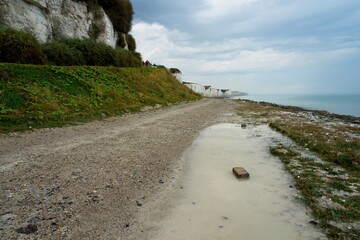 Ault France - 13 August 2020 -White cliffs at Atlantic coast in Ault France