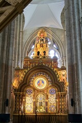 Beauvais France - 10 August 2020 -Astronomical clock in Cathedral of Saint Pierre of Beauvais