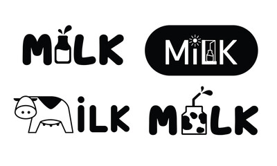 Milk logo flat style cartoon vector