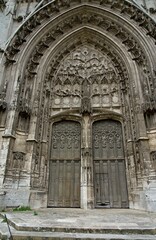 Fototapeta na wymiar Beauvais France - 10 August 2020 -Door of Cathedral of Saint Peter of Beauvais in France