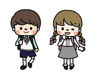 ランドセルを背負った男の子と女の子③　フォーマル