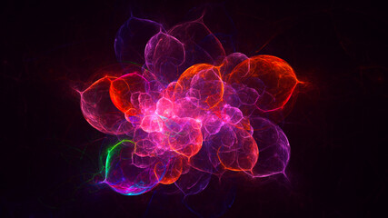 3D rendering abstract multicolor fractal light background