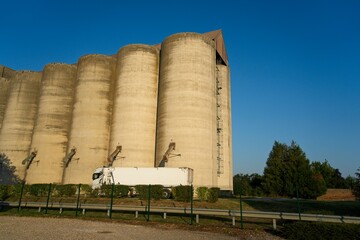 Milly-sur-Thérain France - 11 August 2020 -Loading truck at grain elevator