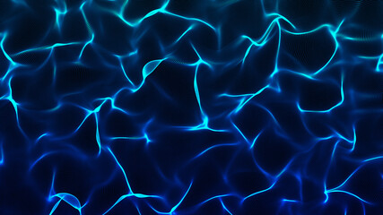 Abstract technology stream background. Digital dynamic wave. Network connection structure. 3D rendering.