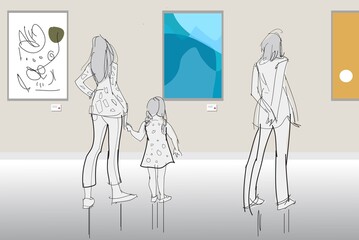 Visitors in An Art Gallery