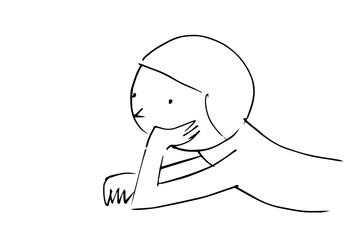 寝そべって頬杖をつく人のイラスト