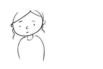 不安そうな若い女性のイラスト