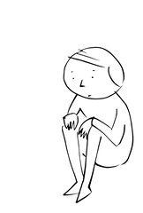 ぽつんと座る少年のイラスト