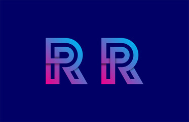 connected 3d letter PR, RP, R logo design