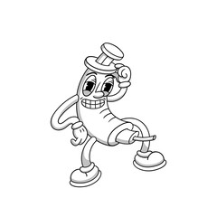 Funny character Syringe in vintage cartoon style. Vector illustration on a white background.