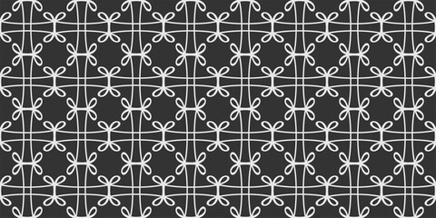 Black and white seamless pattern, background with decorative ornament. Monochrome. Wallpaper texture for your design. Vector graphics