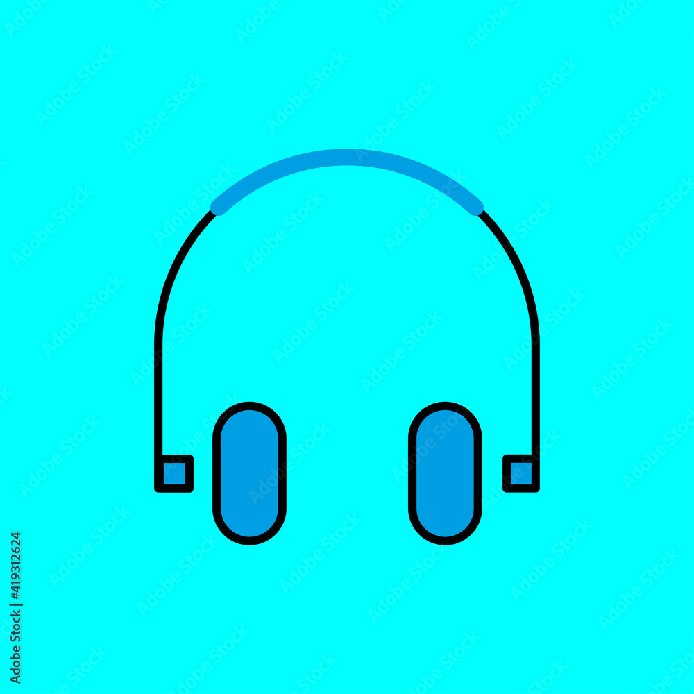 Poster headphone lineal color icon. simple illustration. mobile concept app icon and web design. editable s