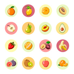 Bright colored icons for instagram with fruits
