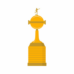 The Copa Libertadores trophy flat icon cartoon style isolated on white background. Concept of prize, leadership, winning and success. Golden cup winner award. Vector illustration