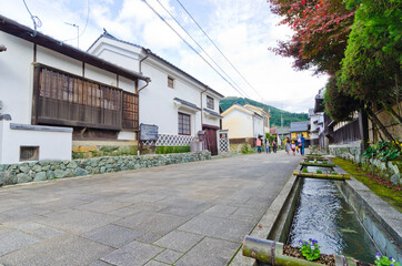Fototapeta na wymiar Ohanahan Street is old merchant houses and samurai residences of Ozu town in Shikoku.
