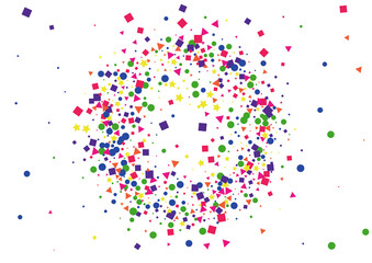 Purple Vector Star Decoration. Explosion Confetti Background. Blue Circle Illustration. Green Surprise Square.