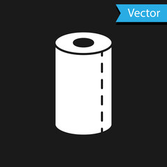 White Paper towel roll icon isolated on black background. Vector Illustration.