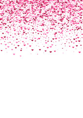 Rose Shape Heart Frame. Red Greeting Illustration. Purple Confetti February. Saint Background.