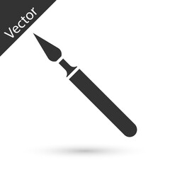 Grey Medical surgery scalpel tool icon isolated on white background. Medical instrument. Vector Illustration.