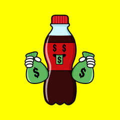 cute carbonated bottle cartoon mascot character funny expression