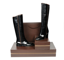 Fashionable women boots for all seasons. Studio shoot