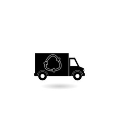 Recycling truck icon with shadow