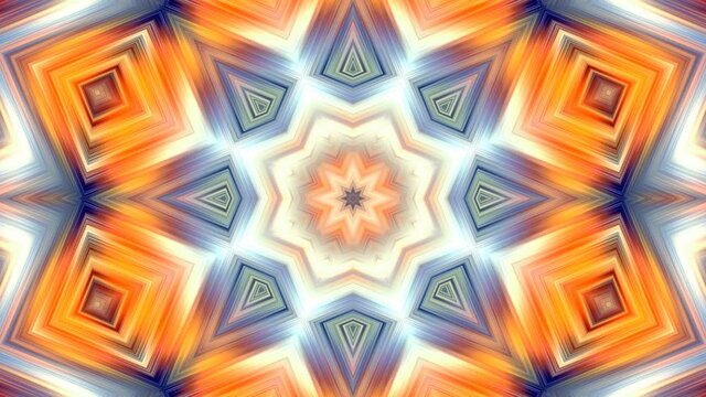 Multicolor octagonal stars pulsating. Symmetrical mandala pattern vibrating and radiating. Kaleidoscopic abstract shapes looping. Hypnotic and psychedelic metamorphoses. 4K UHD 4096x2304
