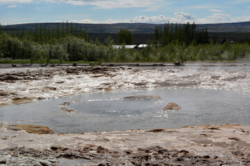 Vacuum crater after the ejecting of the geyser in Iceland