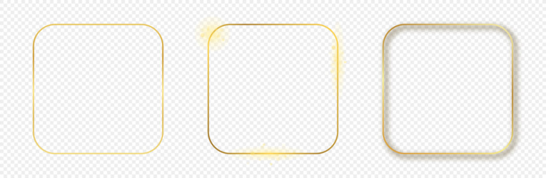 Gold glowing rounded square frame