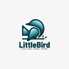Vector Logo Illustration Little Bird Gradient Line Art Style.