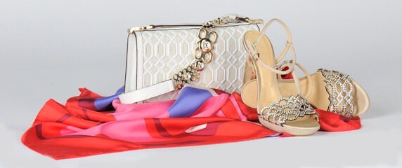 Women's fashion accessories composition.