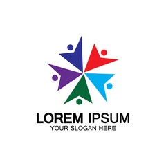 Obraz premium Star people logo design. Star community vector logo. star community human vector logo.