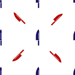 Blue and red Knife icon isolated seamless pattern on white background. Cutlery symbol. Vector.