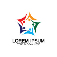 Star people logo design. Star community vector logo. star community human vector logo.