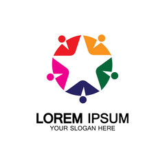 Star people logo design. Star community vector logo. star community human vector logo.