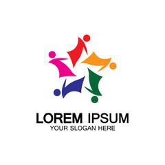 Star people logo design. Star community vector logo. star community human vector logo.