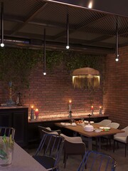 bar counter in a nightclub, interior visualization