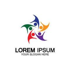 Obraz premium Star people logo design. Star community vector logo. star community human vector logo.