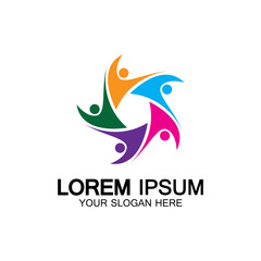 Star people logo design. Star community vector logo. star community human vector logo.