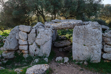 Talat&iacute; de Dalt prehistoric site, house entrance, Ma&oacute;, Menorca, Balearic Islands, Spain