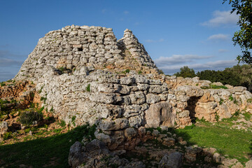 Fototapeta na wymiar Cornia Nou, conical talayot and attached building,Maó, Menorca, Balearic Islands, Spain