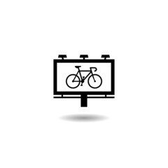 Billboard bike rent icon with shadow
