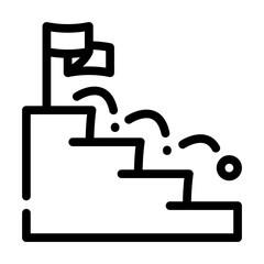 ball falling on stairs line icon vector illustration