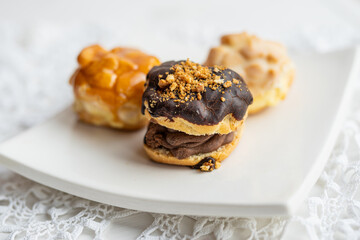home made baking profiteroles pastry cake selection 