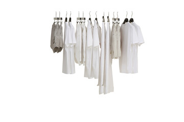 Elegant and trendy clothes for women hanging.
