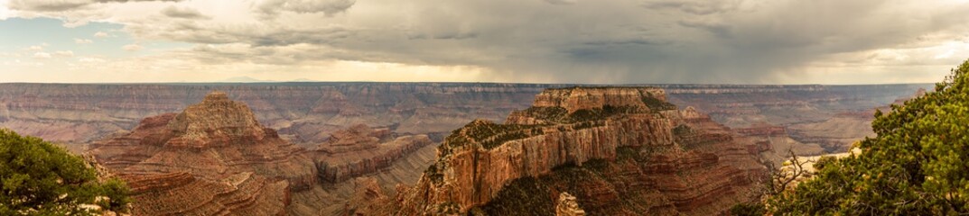 View to Grand canyon national park nature with incoming storm on horizon in Colorado, america