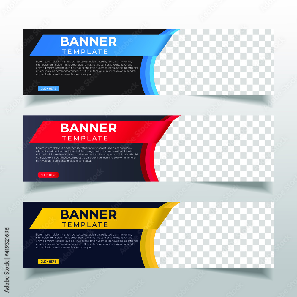 Wall mural modern abstract web banner with place for photo. horizontal layout template. business ad banner. vec